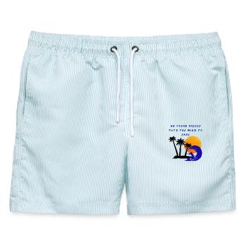 Sigura Design - Männer Badeshorts - hellblau gestreift - Vorne - AI Model Male 178 light (178cm)