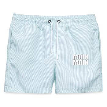 MOIN MOIN - Männer Badeshorts - hellblau gestreift - Vorne - AI Model Male 178 light (178cm)