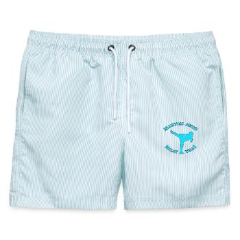 MUAY THAI - Männer Badeshorts - hellblau gestreift - Vorne - AI Model Male 178 light (178cm)