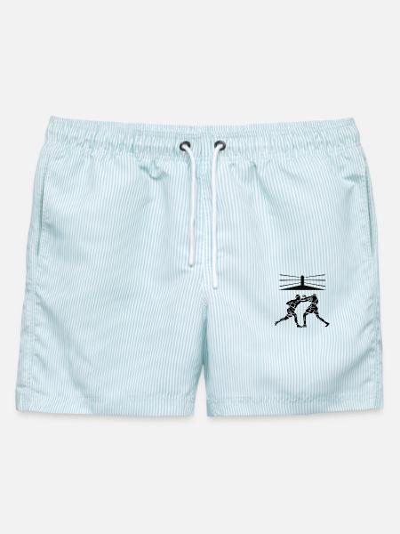 Boxer - Männer Badeshorts - hellblau gestreift