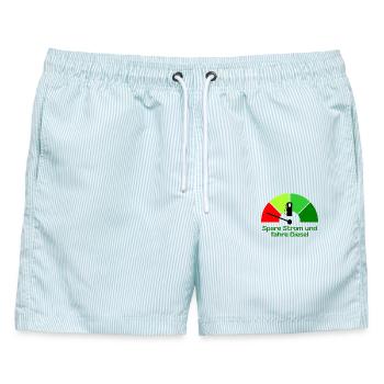 Spare Strom und fahre Diesel - Männer Badeshorts - hellblau gestreift - Vorne - AI Model Male 178 light (178cm)