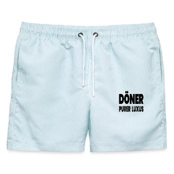 Döner - Männer Badeshorts - hellblau gestreift - Vorne - AI Model Male 178 light (178cm)
