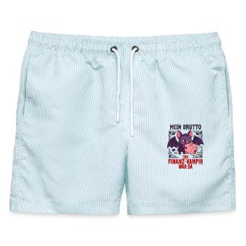 Mein Brutto Finanz Vampir - Männer Badeshorts - hellblau gestreift - Vorne - AI Model Male 178 light (178cm)