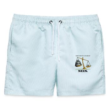 Geht es noch fairer - Männer Badeshorts - hellblau gestreift - Vorne - AI Model Male 178 light (178cm)