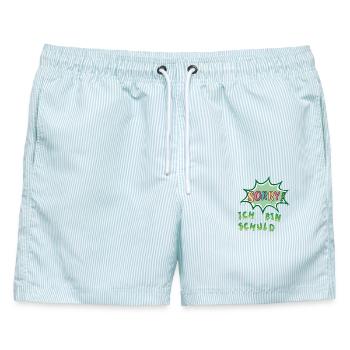 Sorry  Ich bin schuld - Männer Badeshorts - hellblau gestreift - Vorne - AI Model Male 178 light (178cm)