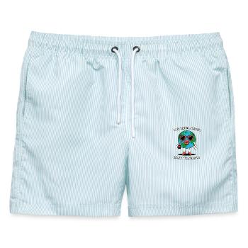 Zu Viel Plastik, Nicht Fantastisch - Männer Badeshorts - hellblau gestreift - Vorne - AI Model Male 178 light (178cm)