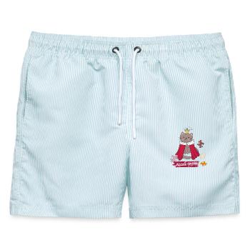 Puzzle Queen  - Männer Badeshorts - hellblau gestreift - Vorne - AI Model Male 178 light (178cm)
