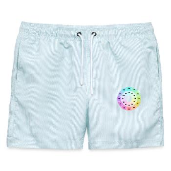 Camelot Wheel - Männer Badeshorts - hellblau gestreift - Vorne - AI Model Male 178 light (178cm)