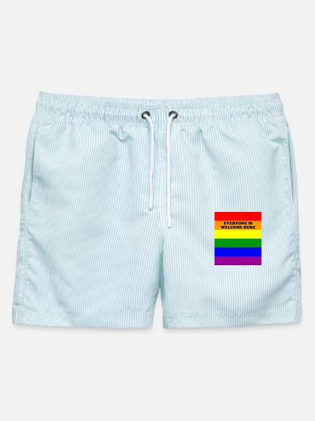 Inklusive Rainbow Pride Banner LGBT Jeder ist wir - Männer Badeshorts - hellblau gestreift