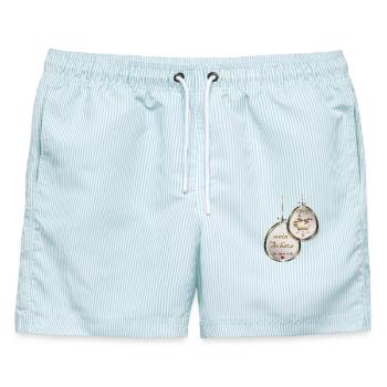  Osteranhänger - Männer Badeshorts - hellblau gestreift - Vorne - AI Model Male 178 light (178cm)