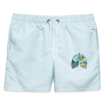  Lunge Natur Berge Wald Fluss Strand Meer Wellen - Männer Badeshorts - hellblau gestreift - Vorne - AI Model Male 178 light (178cm)