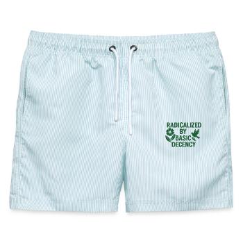 Progressive Values Basic Decency Shirt - Männer Badeshorts - hellblau gestreift - Vorne - AI Model Male 178 light (178cm)
