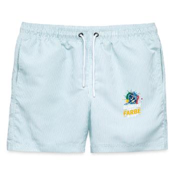  Schmerz Vergeht Farbe Blleibt Lustiger Paintball - Männer Badeshorts - hellblau gestreift - Vorne - AI Model Male 178 light (178cm)