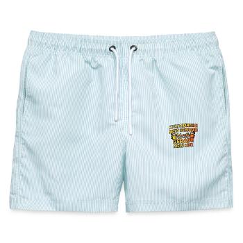 Rette mein bier - Männer Badeshorts - hellblau gestreift - Vorne - AI Model Male 178 light (178cm)