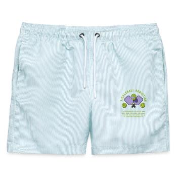 Pickleball-Sucht - Männer Badeshorts - hellblau gestreift - Vorne - AI Model Male 178 light (178cm)