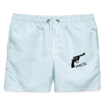 Revolver Waffe Wumme Piece - Peace - Männer Badeshorts - hellblau gestreift - Vorne - AI Model Male 178 light (178cm)