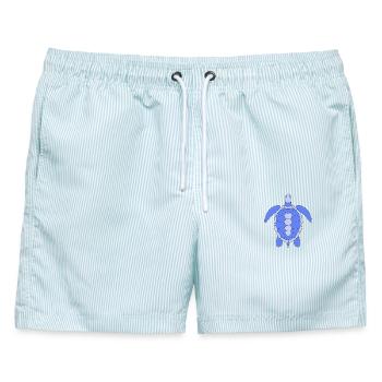 TURTLE - Männer Badeshorts - hellblau gestreift - Vorne - AI Model Male 178 light (178cm)
