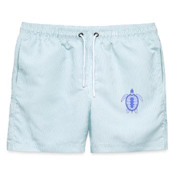 TURTLE - Männer Badeshorts - hellblau gestreift - Vorne - AI Model Male 178 light (178cm)