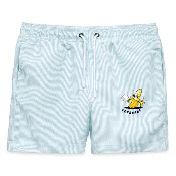 KOKANANE – Banane mit Schwung - Männer Badeshorts - hellblau gestreift - Vorne - AI Model Male 178 light (178cm)