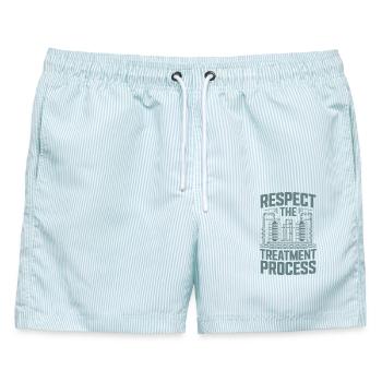  Respect The Treatment Process Wasseraufbereitung - Männer Badeshorts - hellblau gestreift - Vorne - AI Model Male 178 light (178cm)