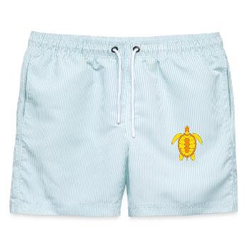 TURTLE - Männer Badeshorts - hellblau gestreift - Vorne - AI Model Male 178 light (178cm)