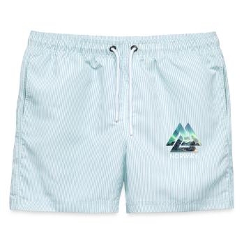 Norwegen Valknut Polarlicht Keltische Knoten - Männer Badeshorts - hellblau gestreift - Vorne - AI Model Male 178 light (178cm)