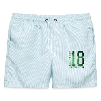 18. Geburtstag Gamer Limited Edition - Männer Badeshorts - hellblau gestreift - Vorne - AI Model Male 178 light (178cm)