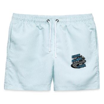  Kurven Statt Kalender Ich Leb Für Die Straße - Männer Badeshorts - hellblau gestreift - Vorne - AI Model Male 178 light (178cm)