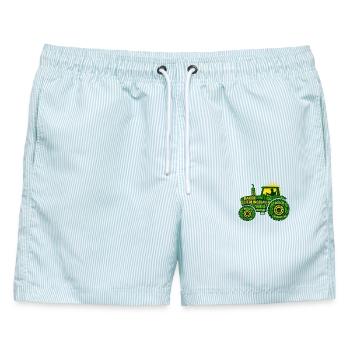 Lieblingsbauer Traktor Geschenk für Landwirte - Männer Badeshorts - hellblau gestreift - Vorne - AI Model Male 178 light (178cm)