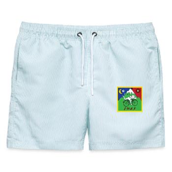 Albert Hofmann Orig. - Männer Badeshorts - hellblau gestreift - Vorne - AI Model Male 178 light (178cm)