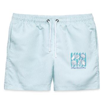 Meer Küste Sehnsucht nach Meer - Männer Badeshorts - hellblau gestreift - Vorne - AI Model Male 178 light (178cm)