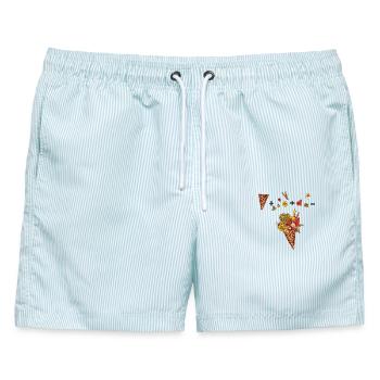  Eiswaffel mit buntem Obst - Männer Badeshorts - hellblau gestreift - Vorne - AI Model Male 178 light (178cm)