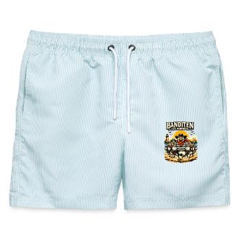 Banditen des Nordens Möwen Fischbrötchen Diebe - Männer Badeshorts - hellblau gestreift - Vorne - AI Model Male 178 light (178cm)