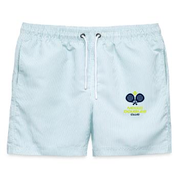 Mixed-Doppel-Club Padel-Team-Trikotdesign - Männer Badeshorts - hellblau gestreift - Vorne - AI Model Male 178 light (178cm)
