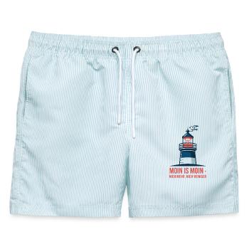 Moin Is Moin Nich Mehr Nich Weniger Nordsee - Männer Badeshorts - hellblau gestreift - Vorne - AI Model Male 178 light (178cm)