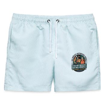 Mittelalter Dating Profil lustig - Männer Badeshorts - hellblau gestreift - Vorne - AI Model Male 178 light (178cm)