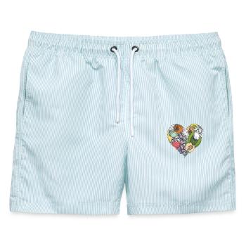 Fruchtherz Collage - Männer Badeshorts - hellblau gestreift - Vorne - AI Model Male 178 light (178cm)
