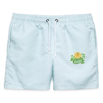 Gebrauchtwarenladen Glücksgriff Second Hand Shop - Männer Badeshorts - hellblau gestreift - Vorne - AI Model Male 178 light (178cm)