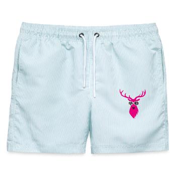 Papa-Hirsch mit Sonnenbrille - pink - Männer Badeshorts - hellblau gestreift - Vorne - AI Model Male 178 light (178cm)