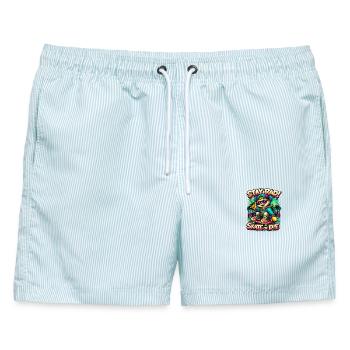Stay Rad Skate Cat - Männer Badeshorts - hellblau gestreift - Vorne - AI Model Male 178 light (178cm)