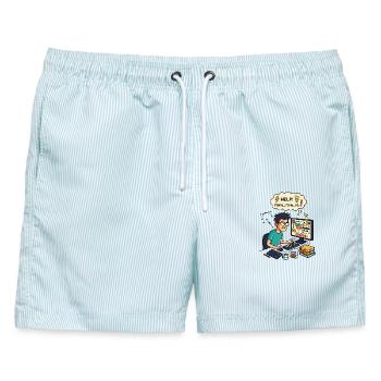 Graphic Designer Chaos Export Panic - Männer Badeshorts - hellblau gestreift - Vorne - AI Model Male 178 light (178cm)