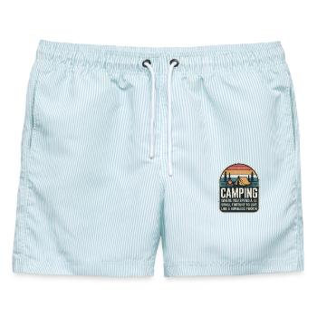 Camping Retro Design - Männer Badeshorts - hellblau gestreift - Vorne - AI Model Male 178 light (178cm)