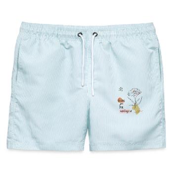 Danke Gruß  - Männer Badeshorts - hellblau gestreift - Vorne - AI Model Male 178 light (178cm)