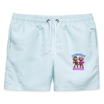  Älter Werden Können Wir Später Lustige Omas - Männer Badeshorts - hellblau gestreift - Vorne - AI Model Male 178 light (178cm)