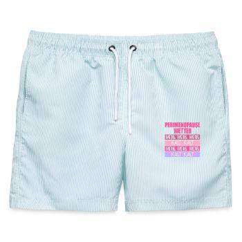 Wechseljahre Perimenopause Hitze - Männer Badeshorts - hellblau gestreift - Vorne - AI Model Male 178 light (178cm)
