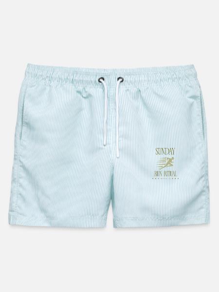 Runner - Sunday Run Ritual - Männer Badeshorts - hellblau gestreift