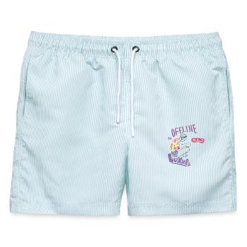 Offline   - Männer Badeshorts - hellblau gestreift - Vorne - AI Model Male 178 light (178cm)