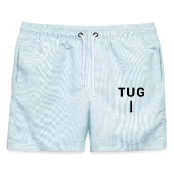 TUG Schlepper - Seefahrt Segeln Schiff Kapitän - Männer Badeshorts - hellblau gestreift - Vorne - AI Model Male 178 light (178cm)