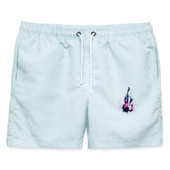Art Kontrabass - Männer Badeshorts - hellblau gestreift - Vorne - AI Model Male 178 light (178cm)