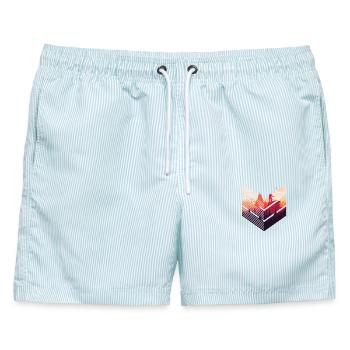 Hiking & Berge - Männer Badeshorts - hellblau gestreift - Vorne - AI Model Male 178 light (178cm)